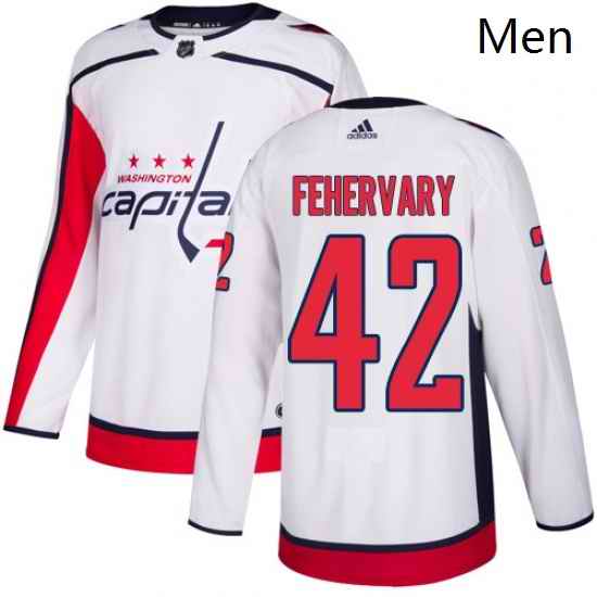 Mens Adidas Washington Capitals 42 Martin Fehervary Authentic White Away NHL Jerse